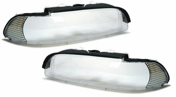 Koplampglazen met witte knipperlichten passend voor BMW 5 serie E39 facelift model 2000 - 2003