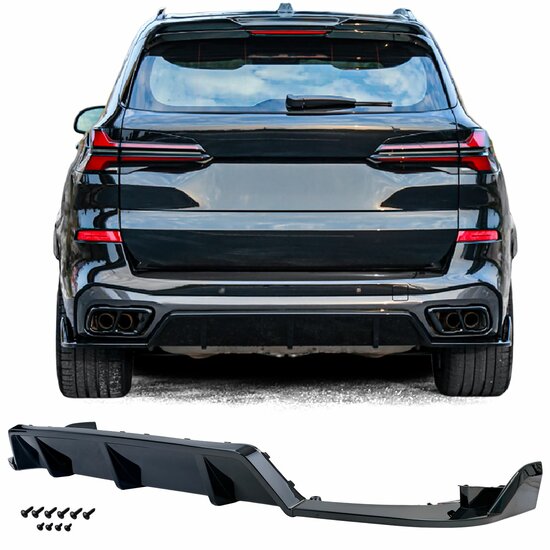 Performance look diffuser glanzend zwart passend voor BMW X5 G05 met M pakket achterbumper