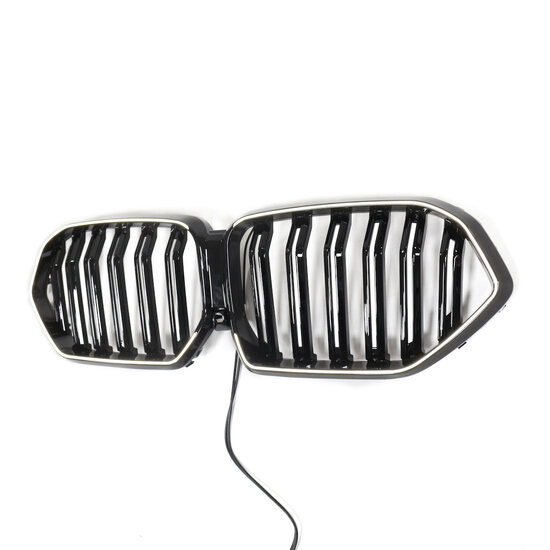 Grillen glanzend zwart dubbelspijls met LED verlichting passend voor BMW X6 G06 model 2019 - 2023