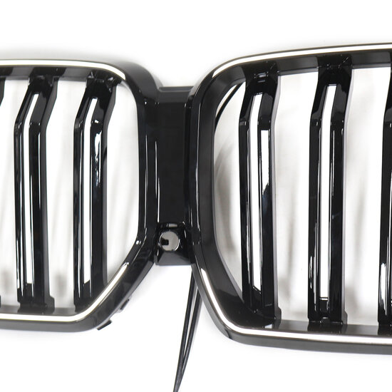 Grillen glanzend zwart dubbelspijls met LED verlichting passend voor BMW X6 G06 model 2019 - 2023