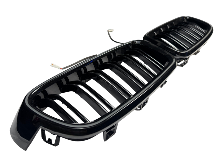 Glanzend zwarte grillen dubbelspijls met LED passend voor BMW 3 serie F30 en F31 model 2012 - 2019