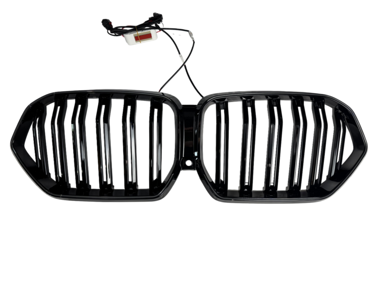 Glanzend zwarte grillen met verlichting passend voor BMW X6 G06 LCI model vanaf 2023
