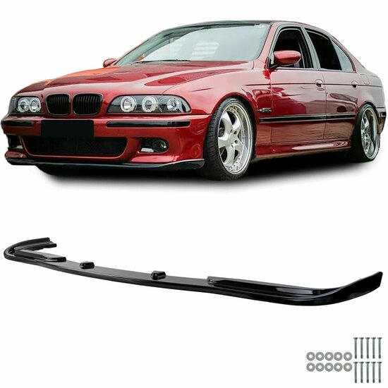 Glanzend zwarte frontlip passend voor BMW 5 serie E39 met M pakket voorbumper