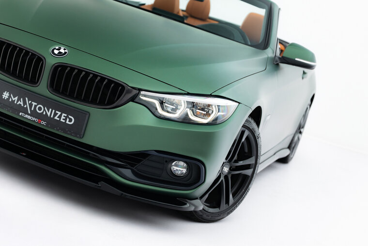 Front splitter glanzend zwart passend voor BMW 4 serie F32, F33 en F36 met standaard voorbumper