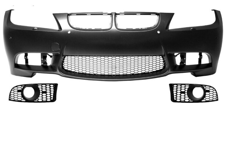 EVO look voorbumper passend voor BMW 3 serie E90 en E91 model 2005 - 2008 met koplampsproeiers