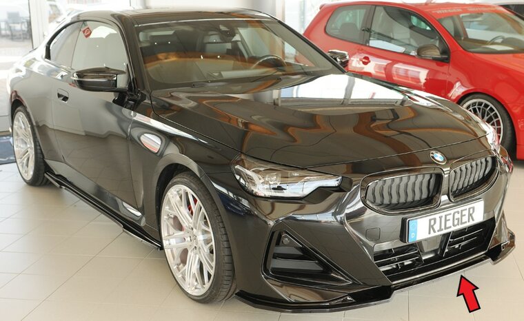 Rieger glanzend zwarte frontlip passend voor BMW 2 serie G42 met M pakket voorbumper