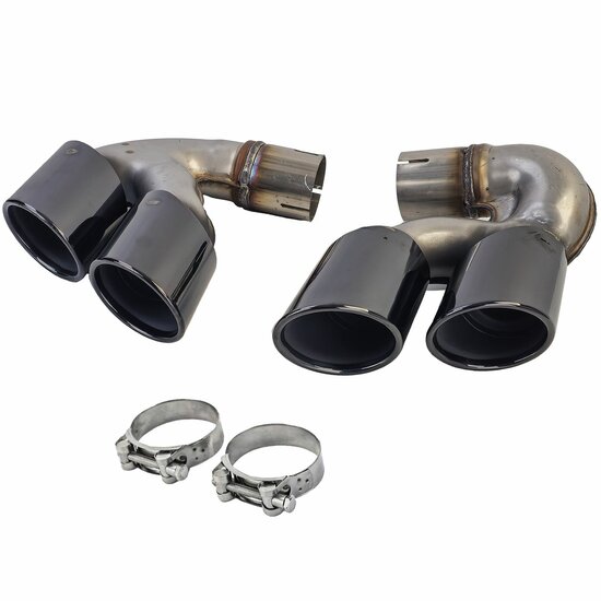 Uitlaat sierstukken glanzend zwart passend voor BMW X5 G05, X6 G06 en X7 G07 40i