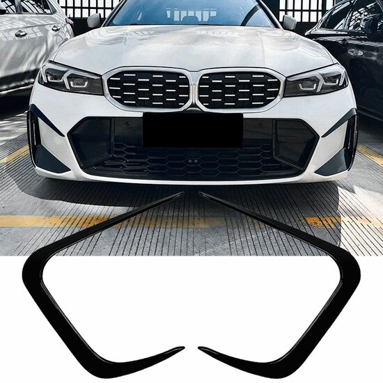 Glanzend zwarte spoiler flaps passend voor BMW 3 serie G20 LCI en G21 LCI met M pakket voorbumper