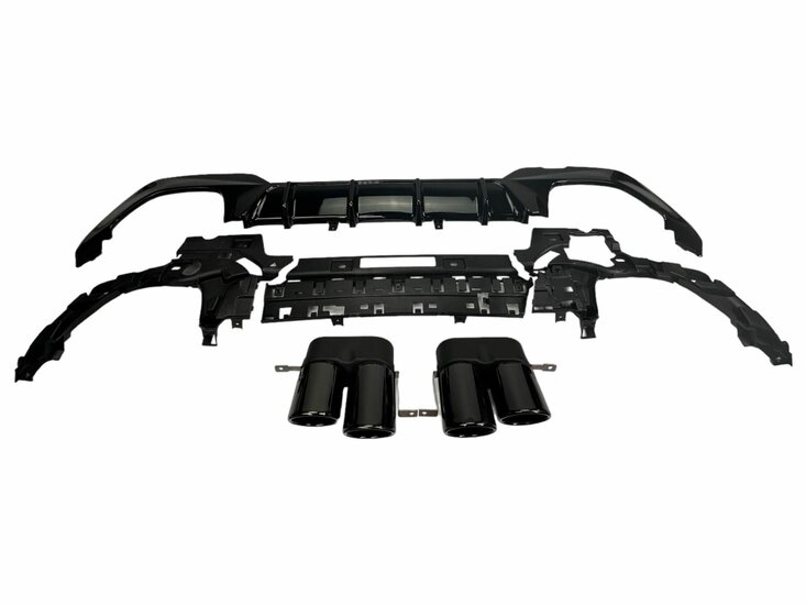 Vier uitlaten ombouw set passend voor BMW 3 serie G20 en G21 met M pakket achterbumper model 2019 - 2022
