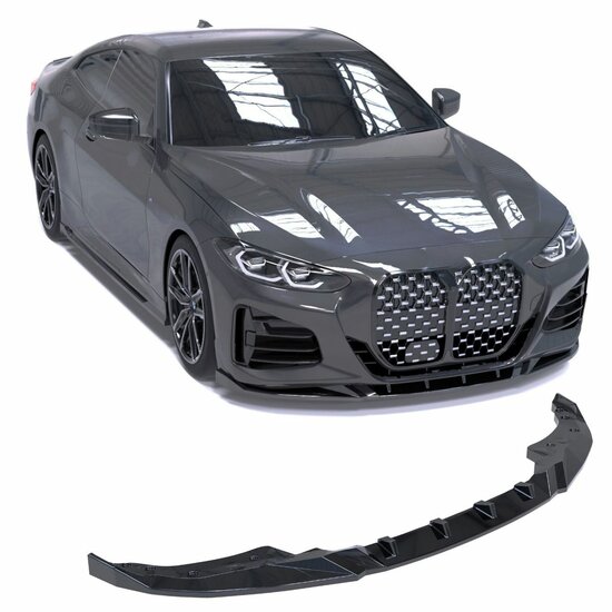 Glanzend zwarte frontlip passend voor BMW 4 serie G22 en G23 met M pakket voorbumper