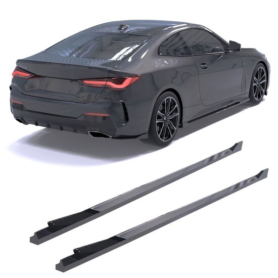 Sideskirts aanzets glanzend zwart passend voor BMW 4 serie G22 en G23 met M pakket sideskirts