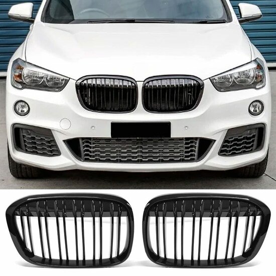 Glanzend zwarte grillen passend voor BMW X1 F48 model 2014 - 2019
