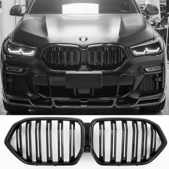 Grillen dubbelspijls glanzend zwart passend voor BMW X6 G06