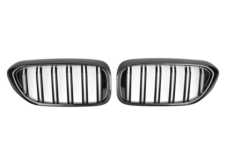 Dubbelspijls grillen glanzend zwart passend voor BMW 5 serie G30 en G31 model 2017 - 2020