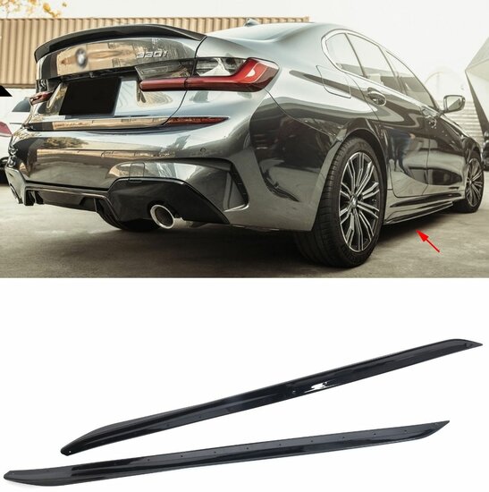 Glanzend zwarte sideskirts aanzets passend voor BMW 3 serie G20 en G21 met M pakket