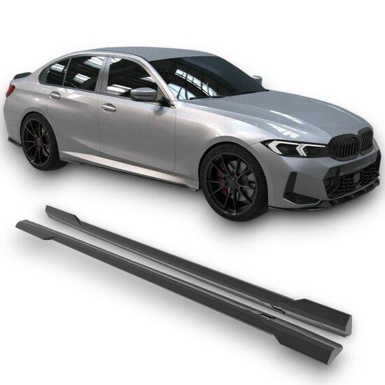 Glanzend zwarte sideskirt aanzets passend voor BMW 3 serie G20 en G21 met M pakket sideskirts