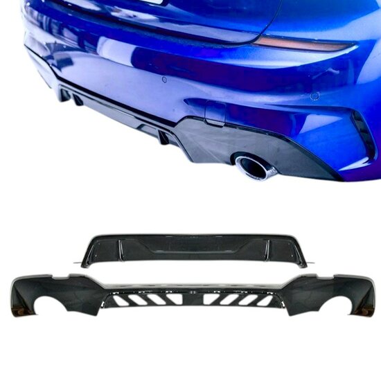Performance look diffuser glanzend zwart passend voor BMW 3 serie G20 en G21 M pakket