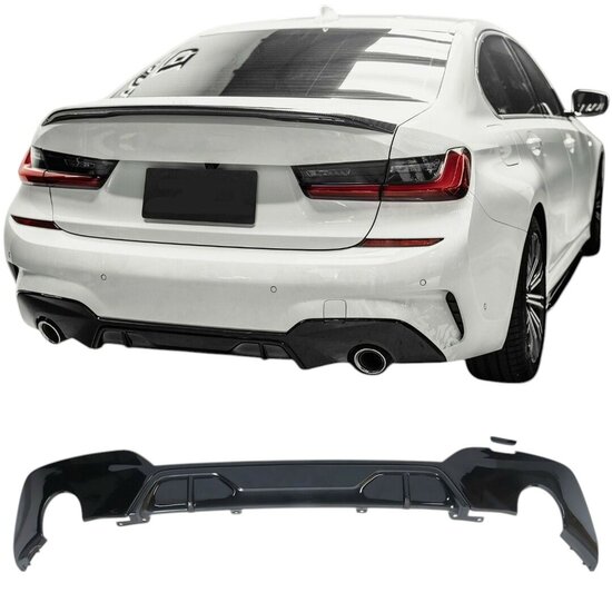 Performance look diffuser glanzend zwart passend voor BMW 3 serie G20 en G21 M pakket