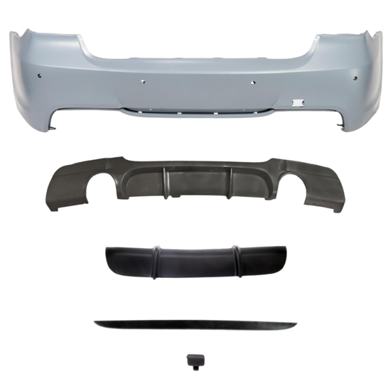Sportlook achterbumper met performance look diffusor passend voor BMW 3 serie E90 en E90 LCI met PDC