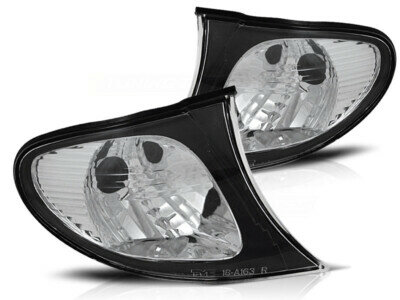 Witte knipperlichten zwarte rand passend voor BMW 3 serie E46 sedan en touring model 2001 - 2005