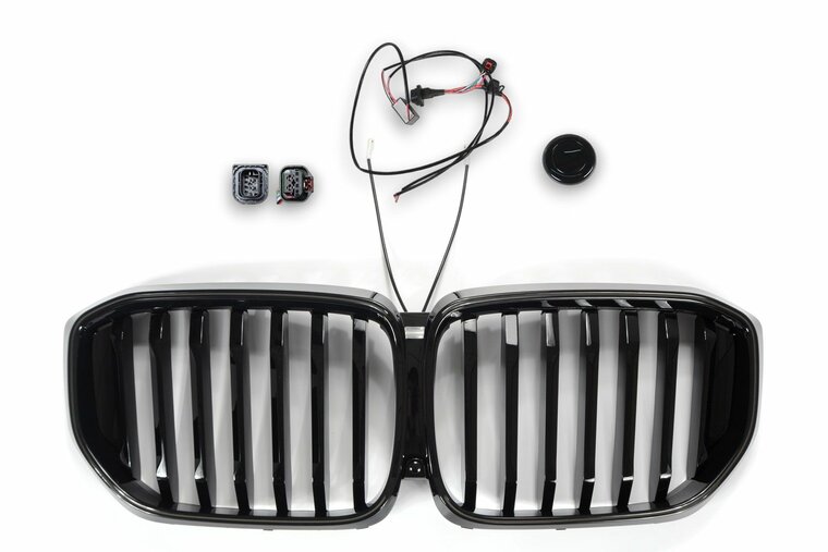 Glanzend zwarte grille met LED verlichting passend voor BMW X5 G05 LCI model vanaf 2023