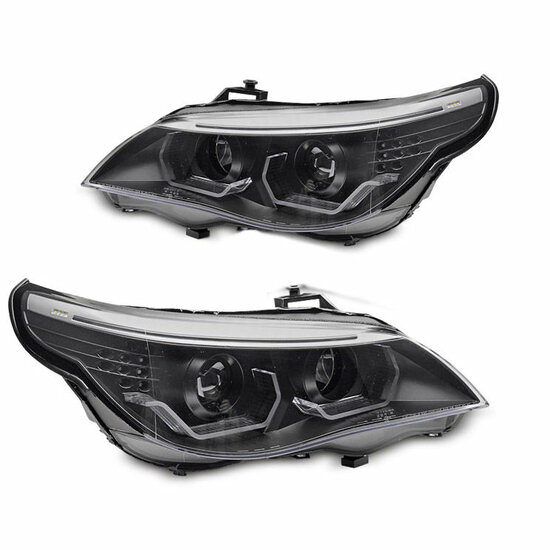 Koplampen passend voor BMW 5 serie E60 en E61 met halogeen koplampen model 2003 - 2007