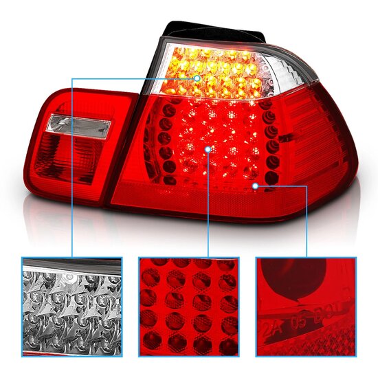 LED achterlichten rood / wit passend voor BMW 3 serie E46 sedan model 2001 - 2005