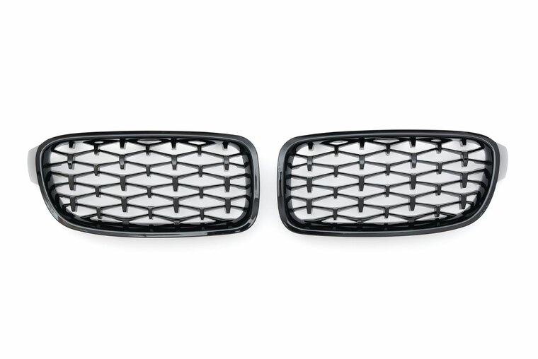 Diamond grillen glanzend zwart passend voor BMW 3 serie F30 en F31 