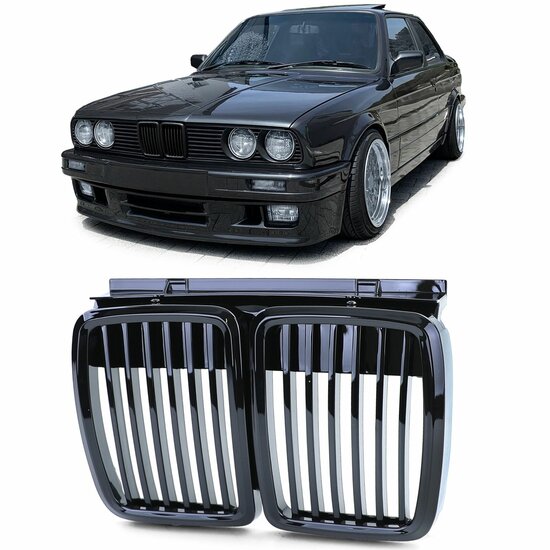 Glanzend zwarte grille passend voor BMW 3 serie E30 