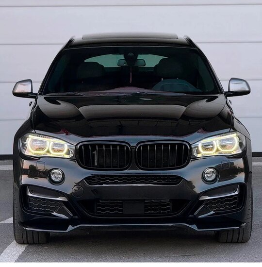 Front spoiler glanzend zwart passend voor BMW X6 F16 met M pakket voorbumper