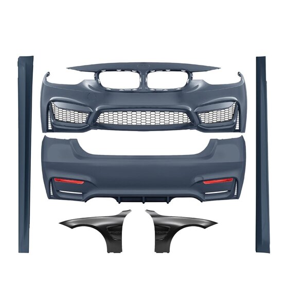 EVO look pakket met zijschermen passend voor BMW 3 serie F30 sedan model 2012 - 2019