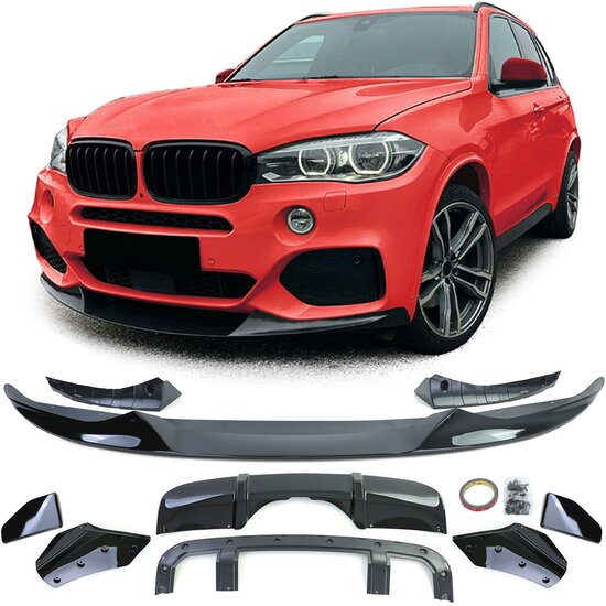 A&euml;rodynamica look pakket glanzend zwart passend voor BMW X5 F15 met M pakket bumpers