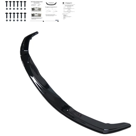 Front spoiler versie 3 glanzend zwart passend voor BMW 5 serie F10 en F11 met M pakket voorbumper
