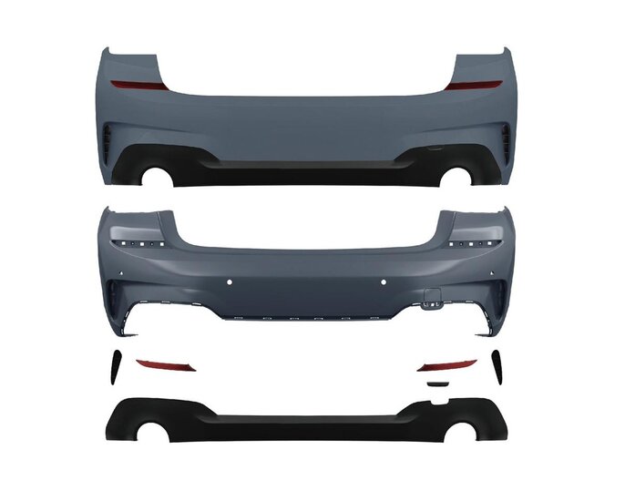 Sportlook achterbumper passend voor BMW 3 serie G20 model 2019 - 2022