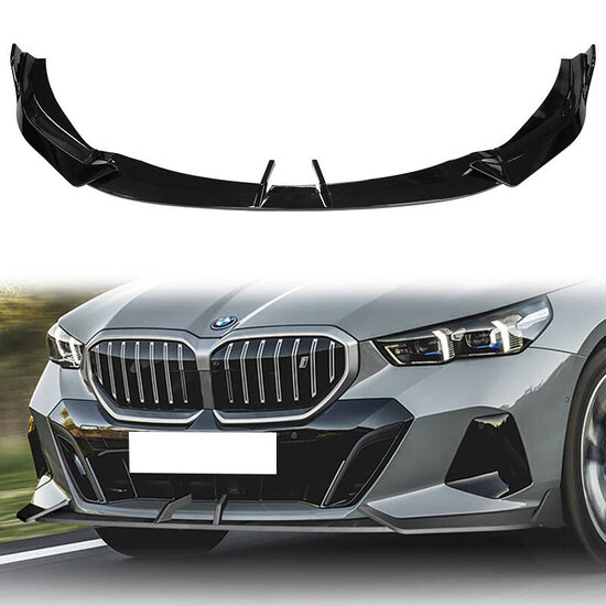 Glanzend zwarte frontlip passend voor BMW 5 serie G60 en G61 met M pakket bumper