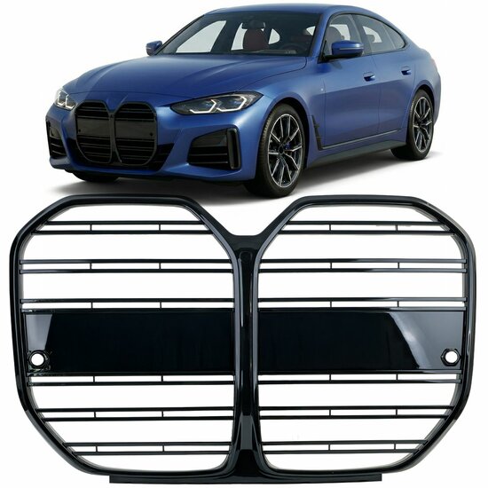 Glanzend zwarte grille passend voor BMW 4 serie G26 zonder ACC