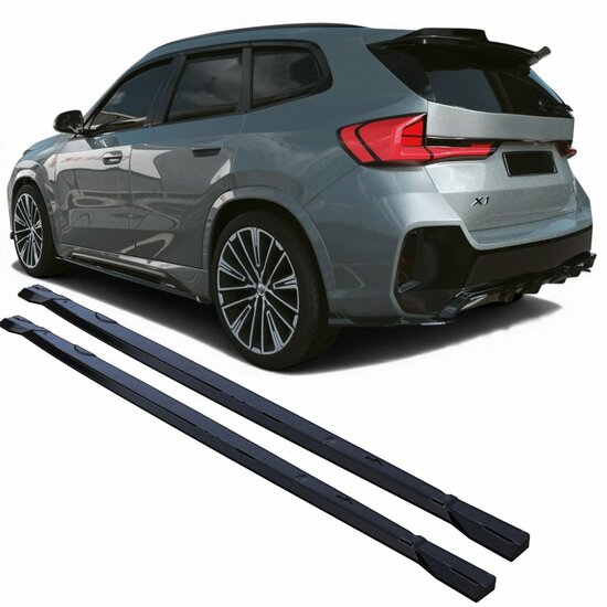 Sideskirt aanzets glanzend zwart versie passend voor BMW IX U11 met M pakket sideskirts