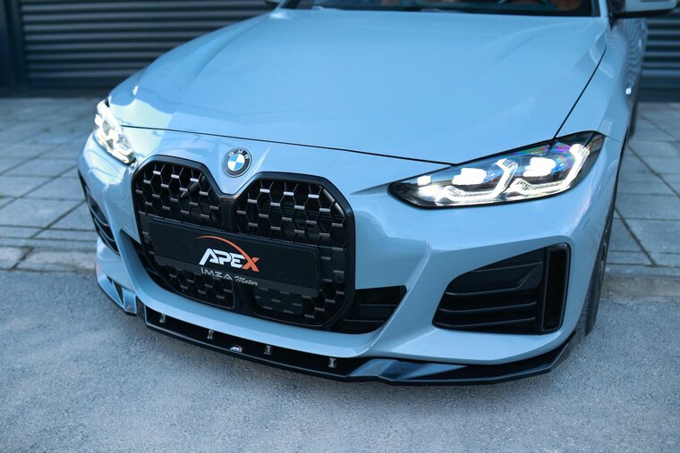 Frontlip glanzend zwart passend voor BMW 4 serie G26 Gran Coupe met M pakket voorbumper