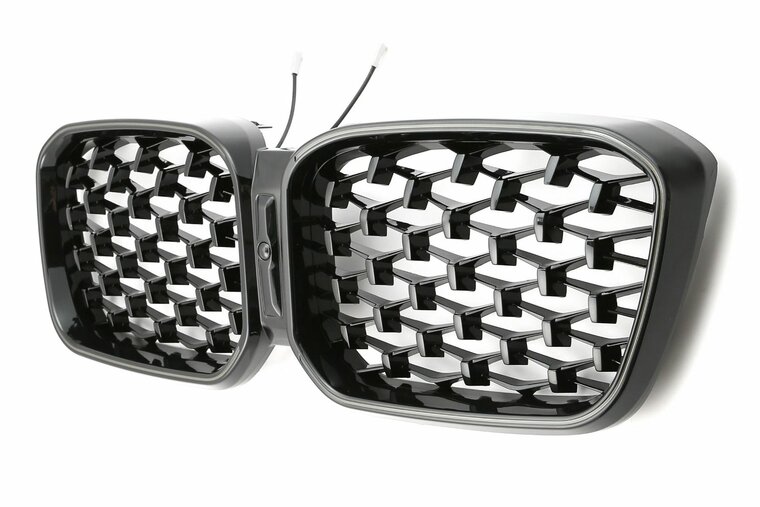 Glanzend zwarte grill diamond met LED verlichting passend voor BMW X3 G01 LCI en X4 G02 LCI