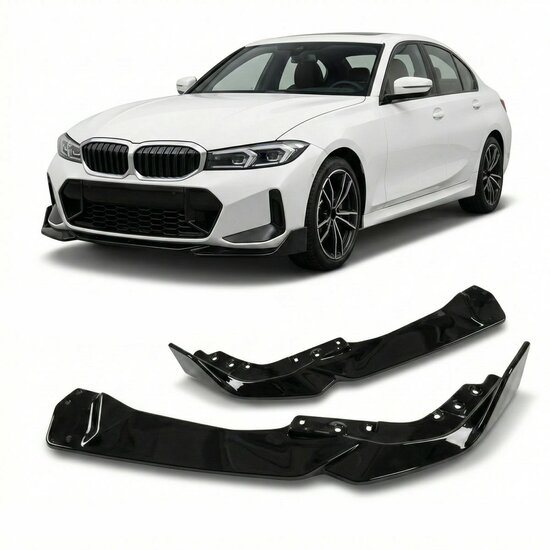 Frontlip glanzend zwart passend voor BMW 3 serie G20 LCI en G21 LCI model vanaf 2022 met M pakket voorbumper