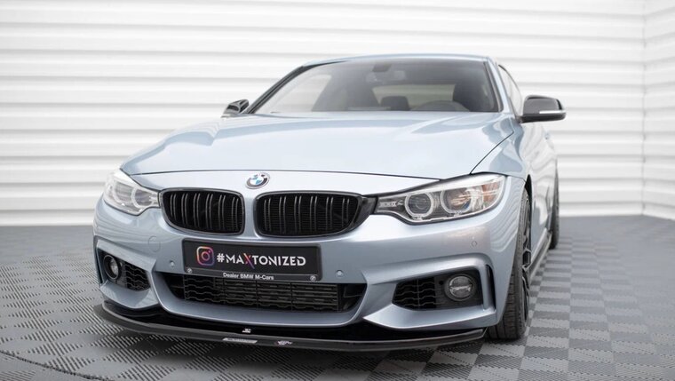 Maxton Design frontspoiler glanzend zwart passend voor BMW 4 serie F32, F33 en F36 met M pakket voorbumper