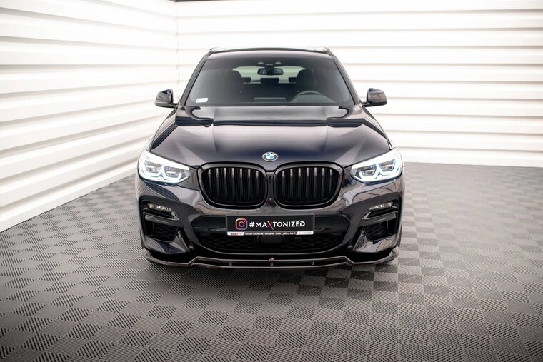 Front splitter glanzend zwart passend voor BMW X3 G01 met M pakket Maxton Design