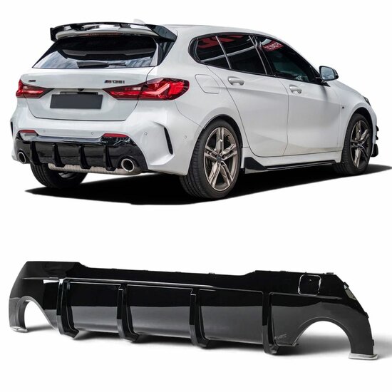 Glanzend zwart diffuser passend voor BMW 1 serie F40 met M pakket achterbumper