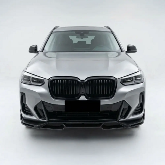 Glanzend zwarte frontlip passend voor BMW X3 G01 LCI en X4 G02 LCI met M pakket voorbumper model 2021 - 2025 
