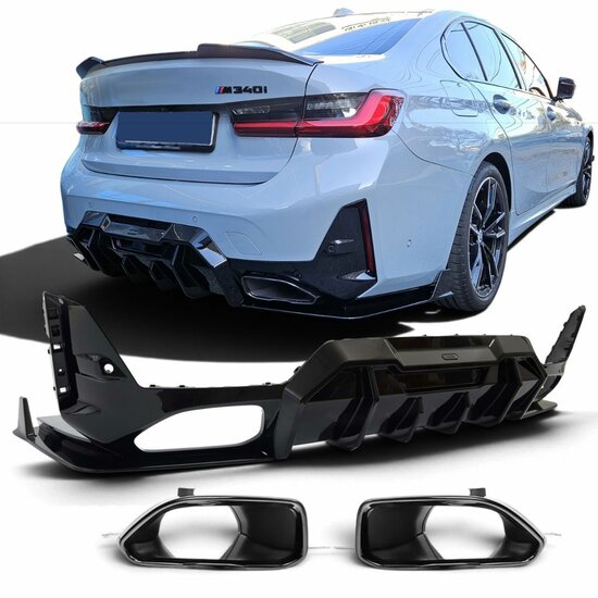 KORE - Diffuser hoogglans zwart geschikt voor BMW 3 Serie G20/G21 LCI met M pakket achterbumper
