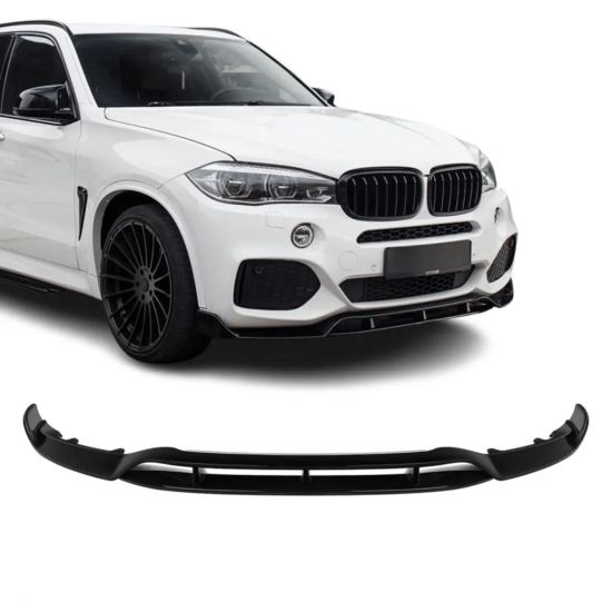 Glanzend zwarte frontlip passend voor BMW X5 F15 model 2013 - 2018 met M pakket voorbumper