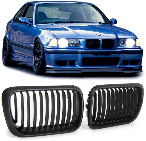 Mat zwarte grillen passend voor BMW 3 serie E36 1996 - 2000