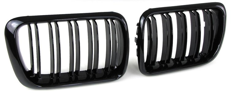 Glanzend zwarte grillen passend voor BMW 3 serie E36 1996 - 2000 dubbelspijls