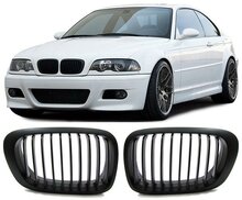 Mat zwarte nieren passend voor BMW 3 serie E46 coupe of cabrio 1999 - 2003