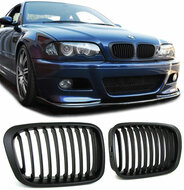 Mat zwarte nieren passend voor BMW 3 serie E46 sedan en touring model 1998 - 2001 en compact 